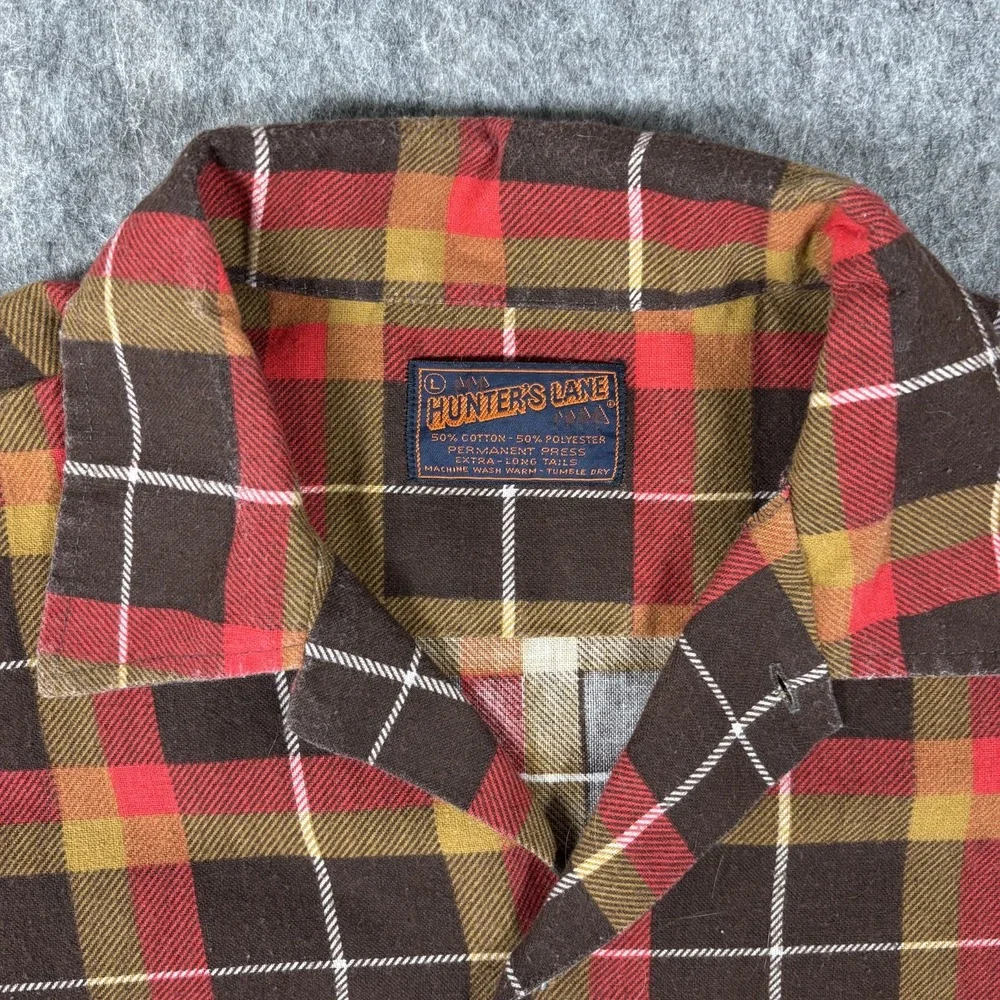 True Vintage Hunter's‎ Lane Lightweight Flannel Shirt Men's Large Brown Orange